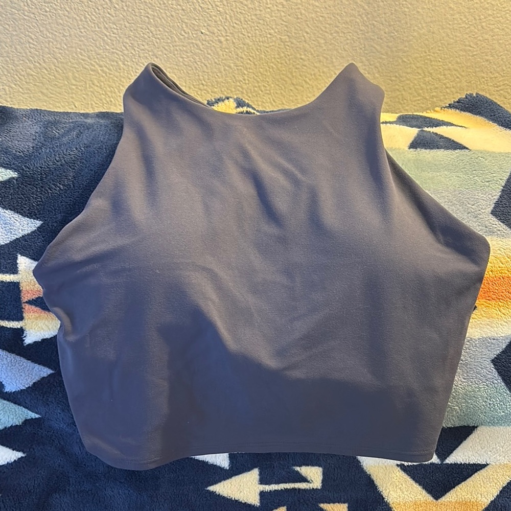 Athleta Gray Fitted Crop Tank Top